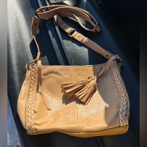 The Sak Leather Shoulder Bag. Tassle. Tan.
